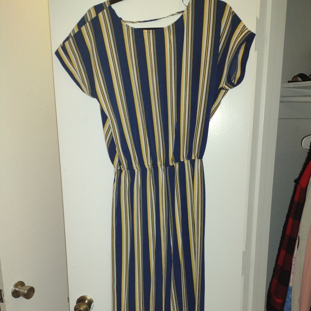 Ambiance Navy Blue and Yellow Jumpsuit